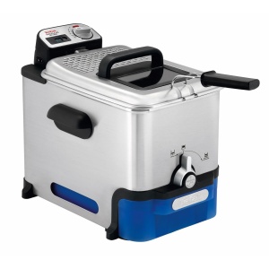 Friteuza Tefal Oleoclean Pro Inox & Design, 2300W, capacitate 1,2 kg, recipient ulei detasabil, filtrare automata ulei/grasime, temporizator, termostat, 3,5 l, friteuza neagra, otel inoxidabil, FR8040 - Img 1