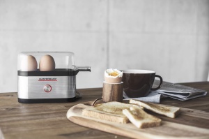 GASTROBACK Mini Egg Cooker 3 oua incl Egg Sticker Egg Cooker - Cazan de oua Aragaz de oua - Suport pentru oua pentru gatit - Oua perfect fierte pentru - Img 3