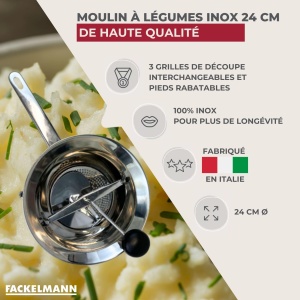 Gemusemuhle Fackelmann 2764250 24 cm Otel inoxidabil Gri - Img 2
