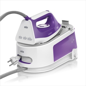 Generator de abur Braun CareStyle 1 IS 1014 VI, talpa SuperCeramic, 3 setari de termostat, functie de abur vertical, Easy CalcClean, explozie de abur 360 g/min, rezervor de apa de 1,5 l, 2200 W, alb-violet - Img 1