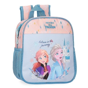 Genti Disney Jomma, Frozen Believe in The Journey, Rucsac pentru copii, Rucsac scolar, Poliester, Curele largi si reglabile, Buzunare si compartimente multiple., Albastru, Rucsac pentru gradinita