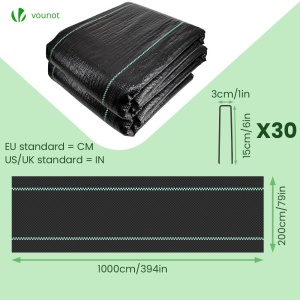 Geotextil VOUNOT 2x10m cu 30 ancore, rezistent la rupere, 100gm - Img 2