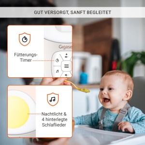 Gigaset Baby 100 Audio - Monitor audio pentru bebelusi cu tehnologie DECT - Comunicare bidirectionala securizata - Raza de actiune de 300 m - Cronometru de hranire - Senzor de temperatura - Lumina de noapte - Afisaj de sunet pe 3 niveluri, gri cald - Img 6