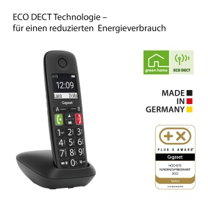 Gigaset E290 - Telefon fara fir pentru seniori fara robot telefonic cu butoane mari - Taste de selectare a destinatiei pentru numere importante, functie de amplificare pentru ascultare foarte tare, negru [versiunea germana] - Img 5