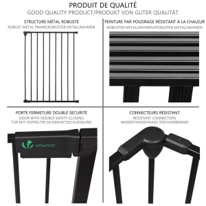 Gratar de protectie VOUNOT 360cm metalic, pliabil, cu usa de siguranta, negru - Img 5