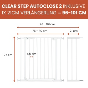 Gratar de siguranta Hauck Clear Step 2, extensie 21cm, alb, pentru usi si scari - Img 2