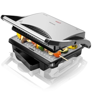 Gratar electric Cecotec Rockn Grill 1000 W, antiaderent, 25,4 x 17,5 cm, maner Cool-Touch