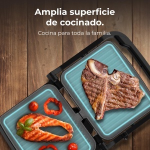 Gratar electric Cecotec RocknGrill 1500W, deschidere 180, strat antiaderent, tava pentru grasime - Img 3
