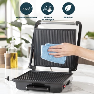 Gratar electric Princess 112425, 2000 W, suprafata antiaderenta 30x27 cm, argintiu - Img 7