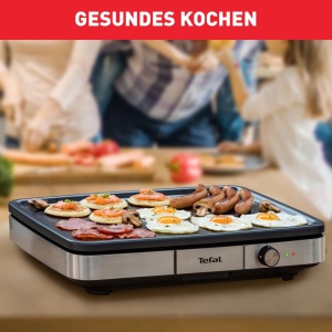 Gratar electric Tefal Maxi Plancha CB690D 2300W antiaderent interiorexterior negruargintiu - Img 6