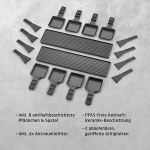 Gratar Raclette CASO AirClean pentru 8 persoane 1500W Dunstabzug integrat Placi ceramice antiaderente - Img 8