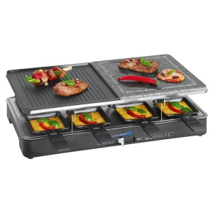 Gratar Raclette Clatronic RG 3518, 8 persoane, piatra naturala, 1400 W