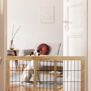 Grilaj de siguranta Relaxdays, extensibil, 56 cm inaltime, 70-108 cm latime, pentru copii si caini - Img 3