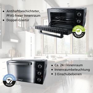 Grill cu cuptor Steba KB 224, 24 litri, 1500W, design negru - Img 2