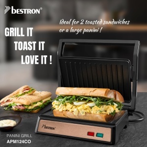 Grill electric Bestron APM124CO, 1000W, cuplu de 180, culoare cupru - Img 2