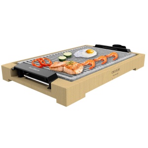 Grill electric Cecotec TastyGrill 2000 W, suprafata mare, structura bambus