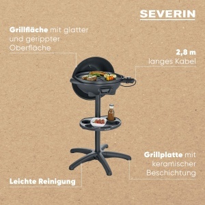 Grill electric SEVERIN PG8541 2000W suprafata O41 cm negru mat - Img 4
