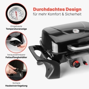Grill pe gaz ProfiCook PC GG 1261 cu 2 breneri din otel inoxidabil, 42x36 cm - Img 5