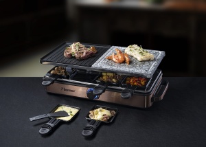 Grill Raclette Bestron ARG1200CO, 1400W, pentru 8 persoane, cu piatra naturala, culoare cupru - Img 5