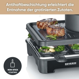 Grill Raclette Fondue Severin RG2347, 2-in-1 pentru 8 persoane, 1400W - Img 4