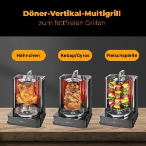 Grill vertical Clatronic DVG 3686, 1400W, cu 1 rotisor si 6 spiese - Img 2