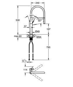 GROHE Essence - Baterie chiuveta cu o singura parghie (cu dus profesional extensibil, suprafata durabila, interval de rotire 360deg), crom, 30294000 - Img 13