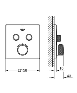 GROHE Grohtherm Smartcontrol - Termostat pentru sistem de dus si dus (2 supape de inchidere, design ultraplat, rozeta metalica de perete), crom, 29124000, patrat - Img 6