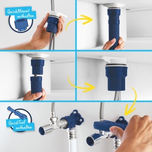 GROHE Start, robinet de bucatarie (pivotare la 140deg, conexiune flexibila, inclusiv instrument de asamblare), negru, 305302431 - Img 8