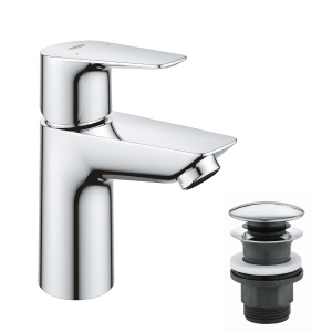 GROHE StartEdge - Robinet de lavoar cu o singura parghie (cu economie de apa, instalare rapida, cu limitator de temperatura, conexiune flexibila), crom, 24199001