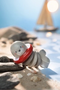 HABA 306691 Klapperfigur Robbe Jucarie din Lemn pentru Bebelusi Gri 105 cm - Img 4