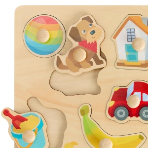 HABA First Words Grabbing Puzzle - Puzzle din lemn cu butoane mari pentru invatarea primelor cuvinte descoperirea culorilor si recunoasterea formelor  - Img 5