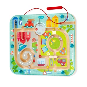 HABA Magnetic Game City Labyrinth - Jucarie educationala interactiva pentru copii de la 2 ani si peste, realizata din lemn - Promoveaza concentrarea, dexteritatea si abilitatile motorii fine - Primii pasi in traficul rutier - 1301056001 - Img 4