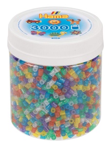 Hama Perlen 209-54 Set 3000 Perle Midi Transparent Glitter Mix Creativitate pentru Copii