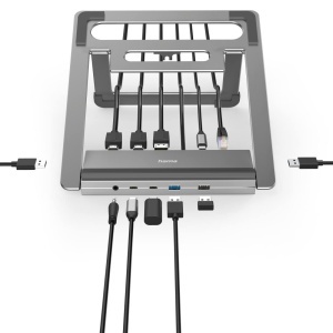 Hama USB-C Hub Docking Station 12in1 Laptop Stand Gri Aluminiu - Img 7