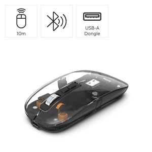 Hama WM-600 Mouse Wireless Transparent Multi Device Bluetooth si RF - Img 2