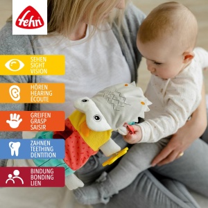 Handpupa Fehn Krokodil DoBabyDoo 049183 cu Rassel Quietsche si Beiser pentru bebelusi 6 luni - Img 2