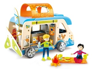 Hape Adventure Van | Autocaravana cu papusi si accesorii, rulota poate fi deschisa, de la 3 ani