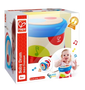 Hape Baby Drum | Jucarie muzicala rulanta pentru copii mici pentru a invata ritm si sunete diferite, functioneaza cu baterii, de la 6 luni - Img 5