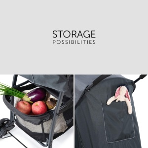 hauck Buggy Sport, Charcoal/Stone - Carucior de calatorie pana 5,9 kg - cu functie de inclinare pentru copii de la nastere pana la 15 kg - Cos de cumparaturi mic pliabil, mare pana la 3 kg - Img 5