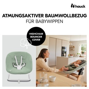 Hauck Husa pentru Babywippe Highchair Bouncer Eco Bumbac Sage Lavabila 60degC - Img 2