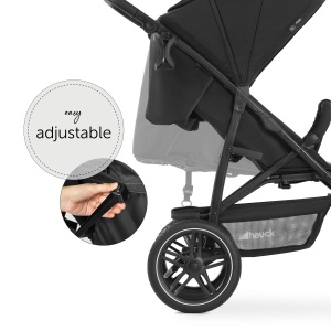 hauck Rapid 3R, Negru - Carucior pentru copii tricicleta cu anvelope de cauciuc, suspensie si pozitie culcata de la nastere pana la 22 kg, protectie UV 50+, glisor pliabil, reglabil pe inaltime cu suport pentru pahare - Img 4