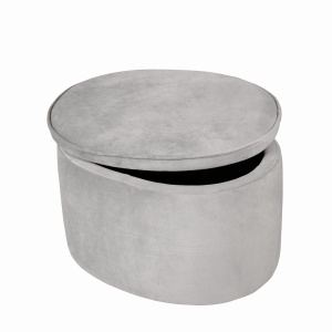 Hocker pentru copii Roba Lil Sofa, oval, cu spatiu de depozitare, gri, 27 cm - Img 2