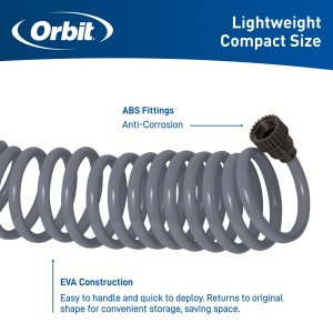Hose Spiral pentru Gradina Orbit 27560, 15,2 m, 8 Moduri de Stropire, Gri - Img 3