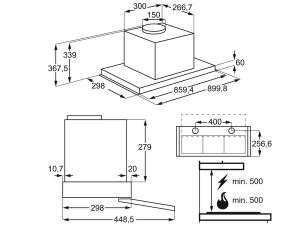 Hota AEG DPE4941M 90CM 600m3h, putere de 600 m3h, design modern - Img 2