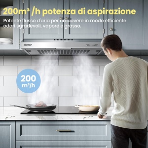 Hota de bucatarie COMFEE SLIF17SS-60, 60 cm, 180 mh, Argintie - Img 3