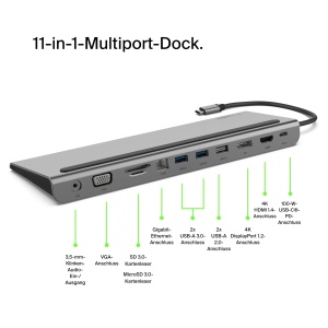 Hub USB-C Belkin 11-in-1 cu 4K HDMI, 100W incarcare, 3x USB-A - Img 2