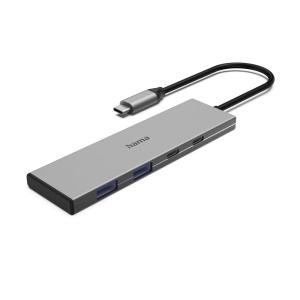 Hub USB C Hama 4 porturi, 2x USB A, 1x USB C, 10 Gbits, aluminiu