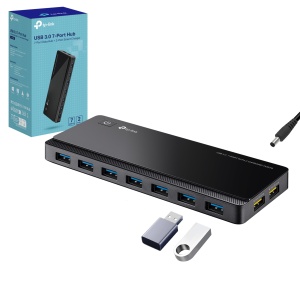 Hub USB TP-Link UH720, 7 porturi USB 3.0, 5 Gbps, 2 porturi de incarcare 5V2.4A