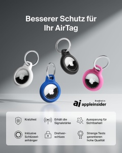 Husa AirTag Belkin cu breloc, protectie anti-zgarieturi, neagra - Img 2