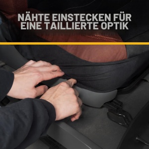 Husa auto Caterpillar Flexfit, 2 piese, negru, design modern cu accente gri - Img 5